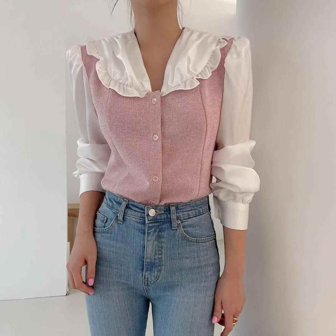 PINK PUMPKIN東大門實拍女士新品時尚真品職業熱賣襯衫蕾絲衫PINK PUMPKIN襯衫/蕾絲衫
