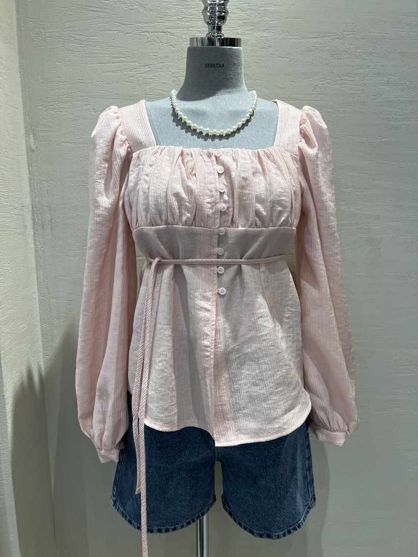 HI HIGH韓國直郵女裝新款25春夏時尚職業真品休閑襯衫蕾絲衫SEESTAR/hi high襯衫/蕾絲衫
