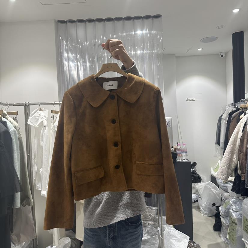 GREEK東大門代購女裝新品推薦時尚熱賣人氣25春夏夾克絨面革GREEK夾克