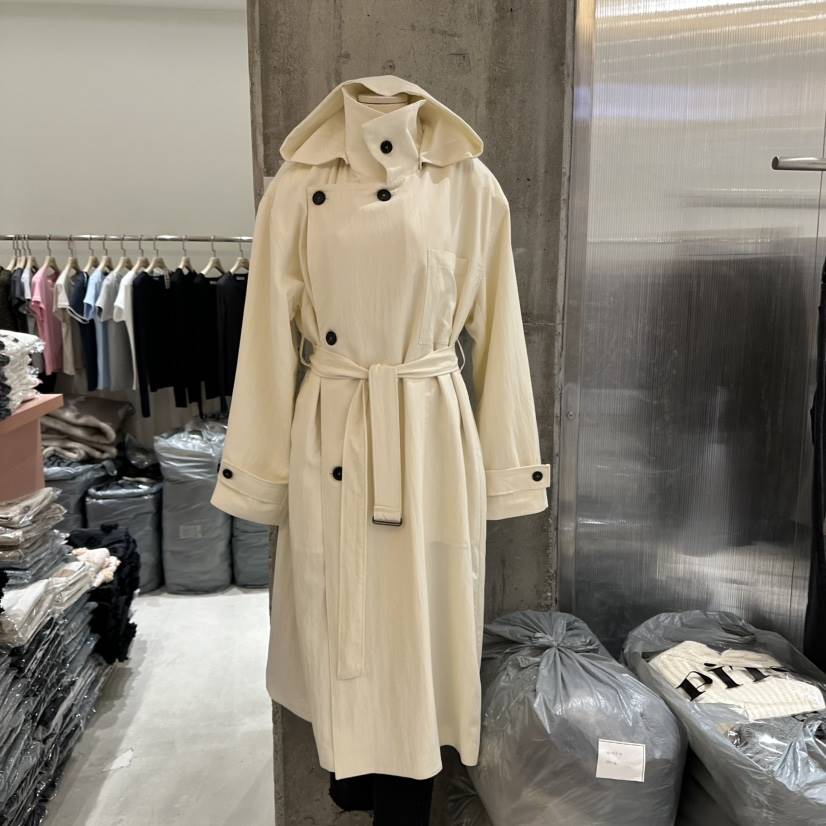PITA韓國直郵東大門實拍女裝新品真品休閑長款風衣含腰帶連帽THE VERLIN/piTa長款風衣
