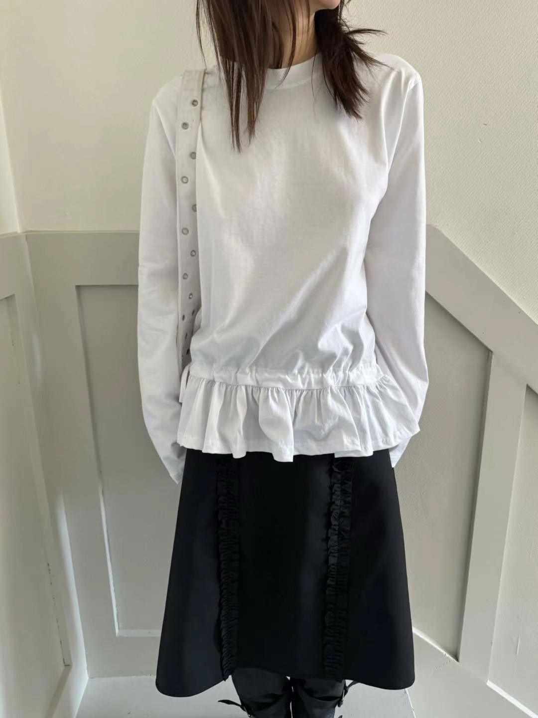 FAVOURED韓國直郵女裝新款25春夏職業休閑人氣長袖T恤荷葉邊FAVOURED長袖T恤