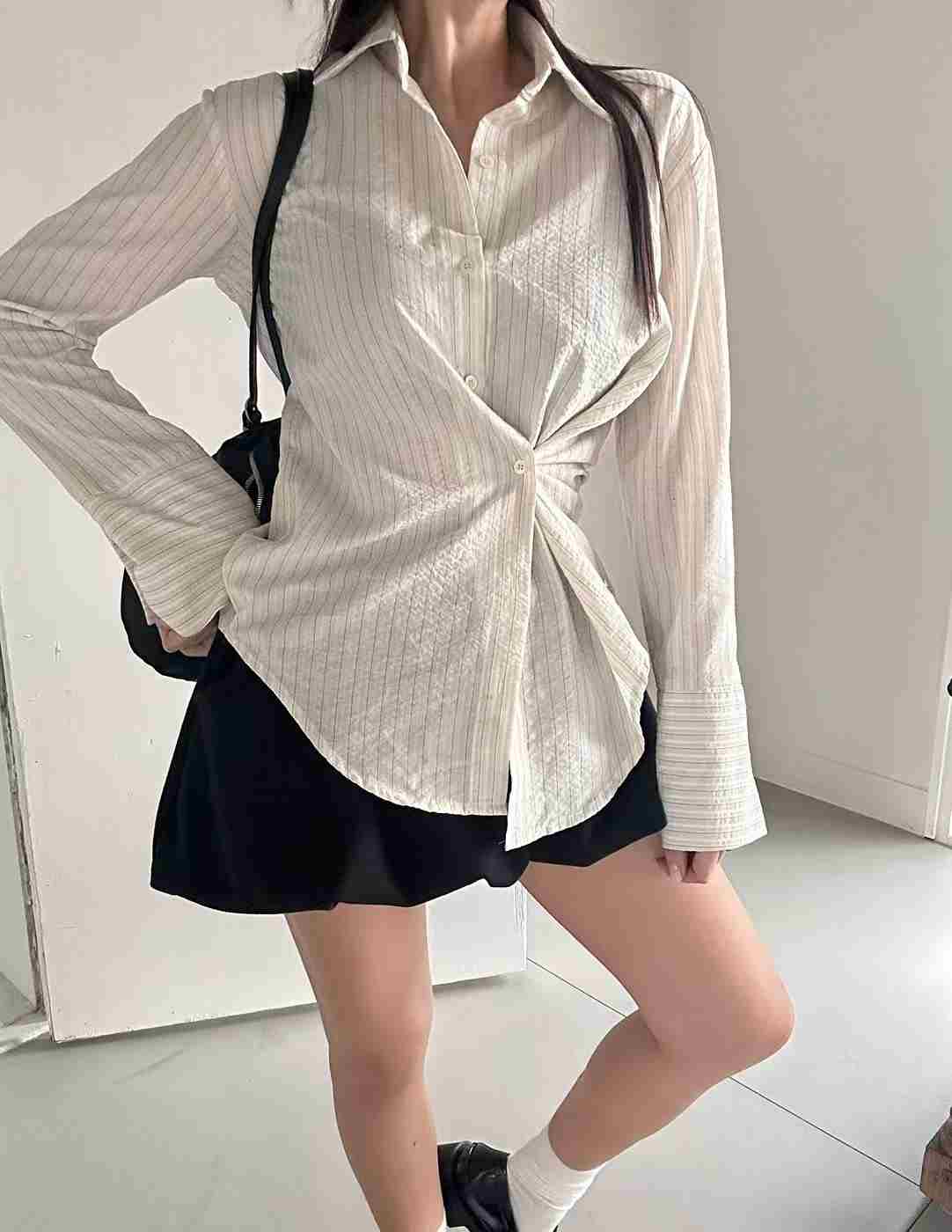 BLACK LINE韓國直郵東大門代購女裝新款人氣休閑襯衫蕾絲衫BLACK LINE襯衫/蕾絲衫