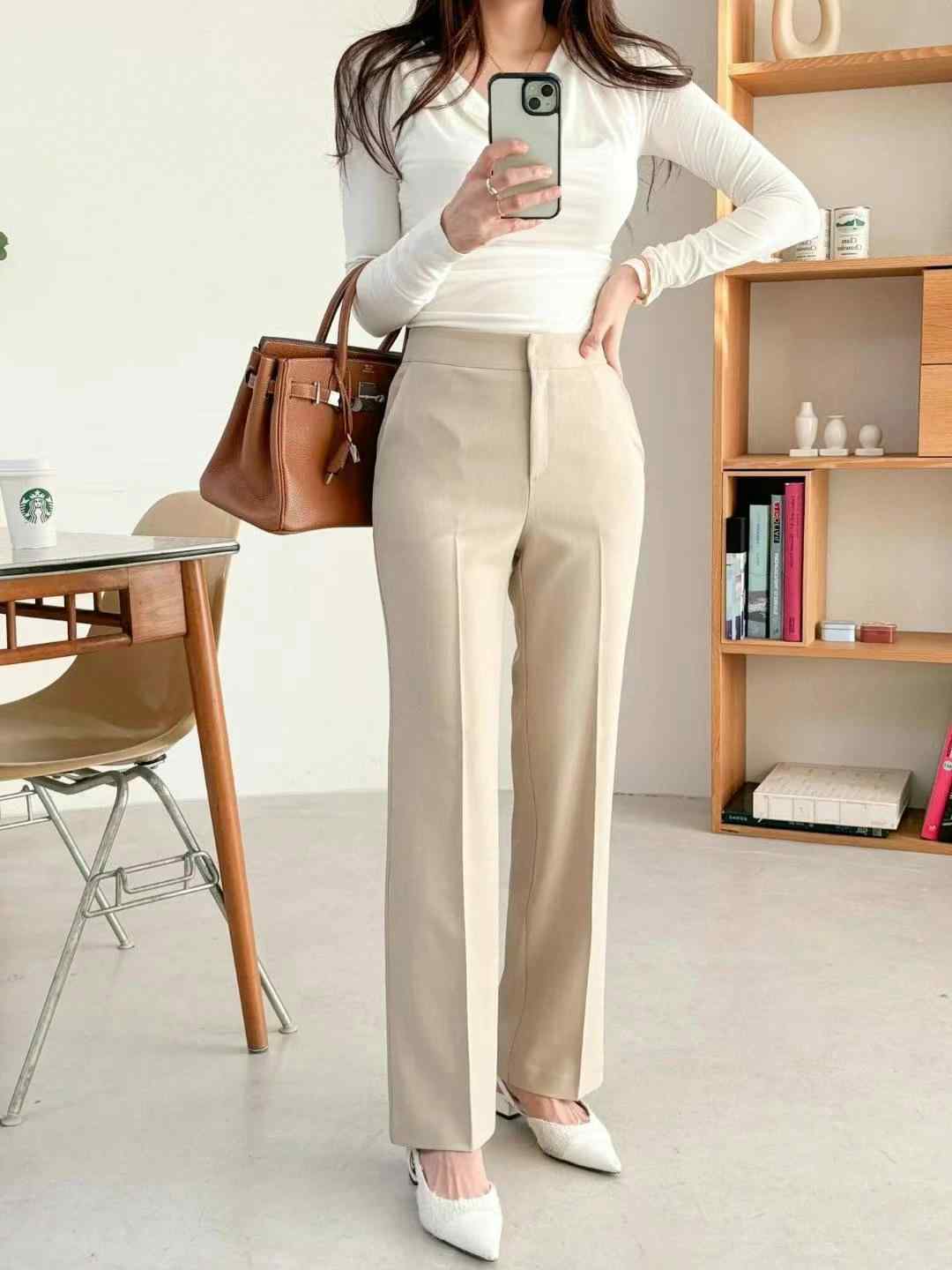 MANGO韓國直郵東大門代購女裝新品真品25春夏時尚正裝褲西褲MANGO正裝褲/西褲