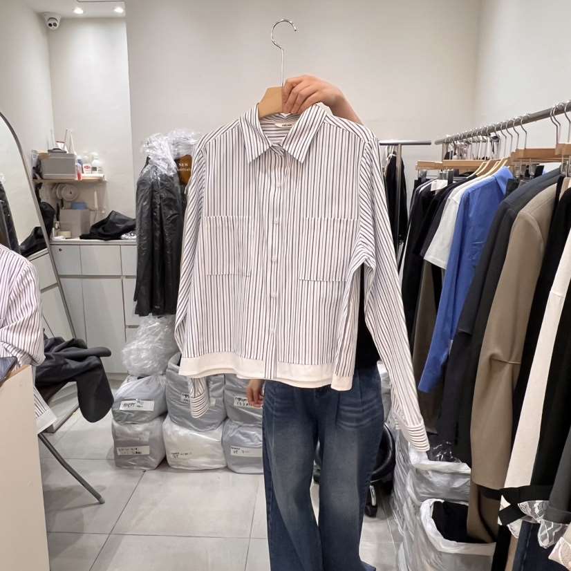 HEIZE東大門直郵女裝新品人氣休閑熱賣25春夏襯衫蕾絲衫短款HEIZE襯衫/蕾絲衫