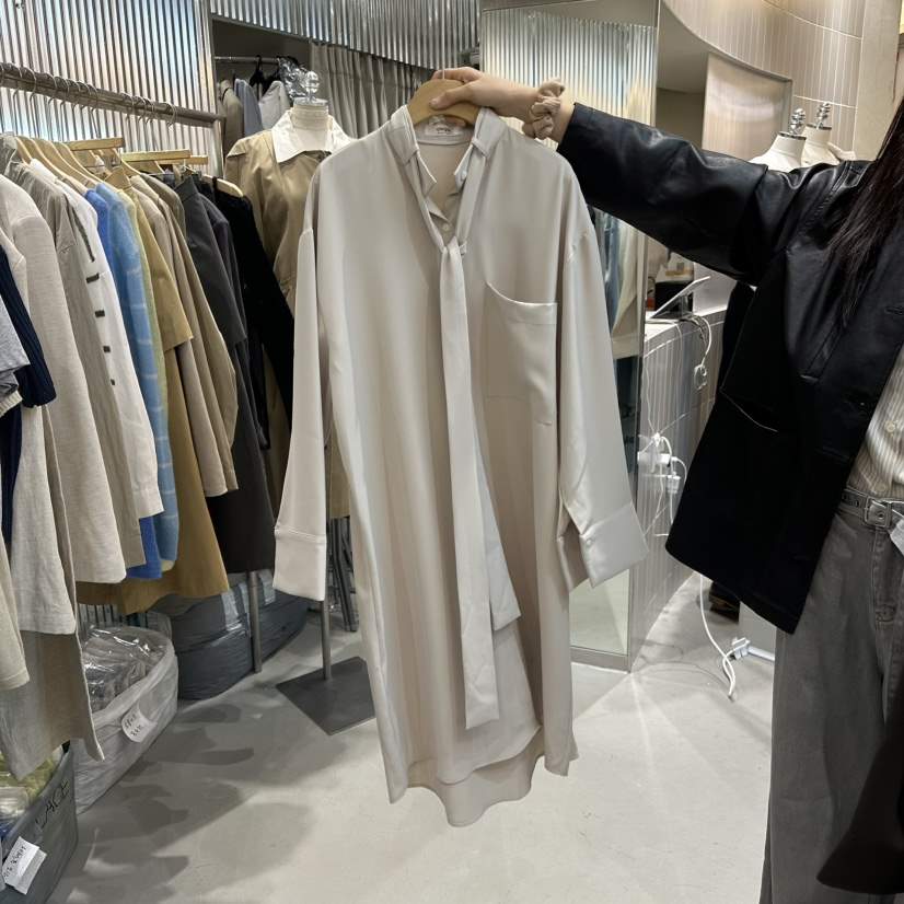 ALEGRE直郵韓國代購女裝新款休閑時尚推薦連衣裙含領帶長款ALEGRE連衣裙