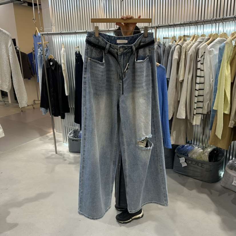 ALEGRE韓國直郵東大門代購女裝新款時尚25春夏牛仔褲不含腰帶ALEGRE牛仔褲