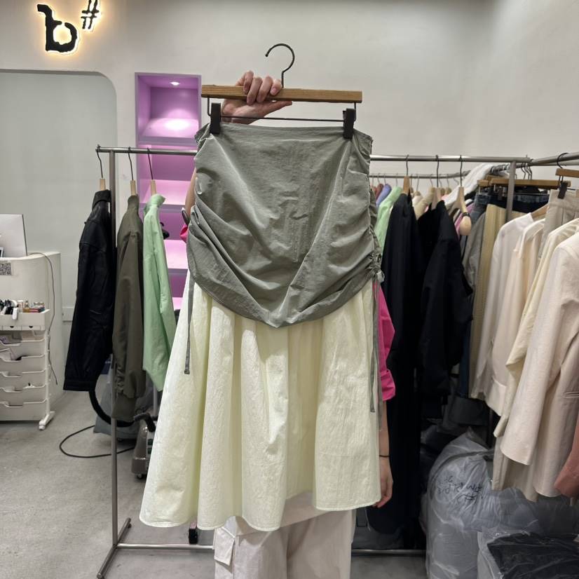 BISHOP韓國直郵東大門實拍女裝新品時尚真品25春夏長裙褶皺b#/BISHOP長裙