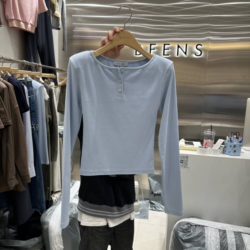 BEENS直郵韓國代購女裝新款時尚休閑推薦真品25春夏長袖T恤BEENS長袖T恤