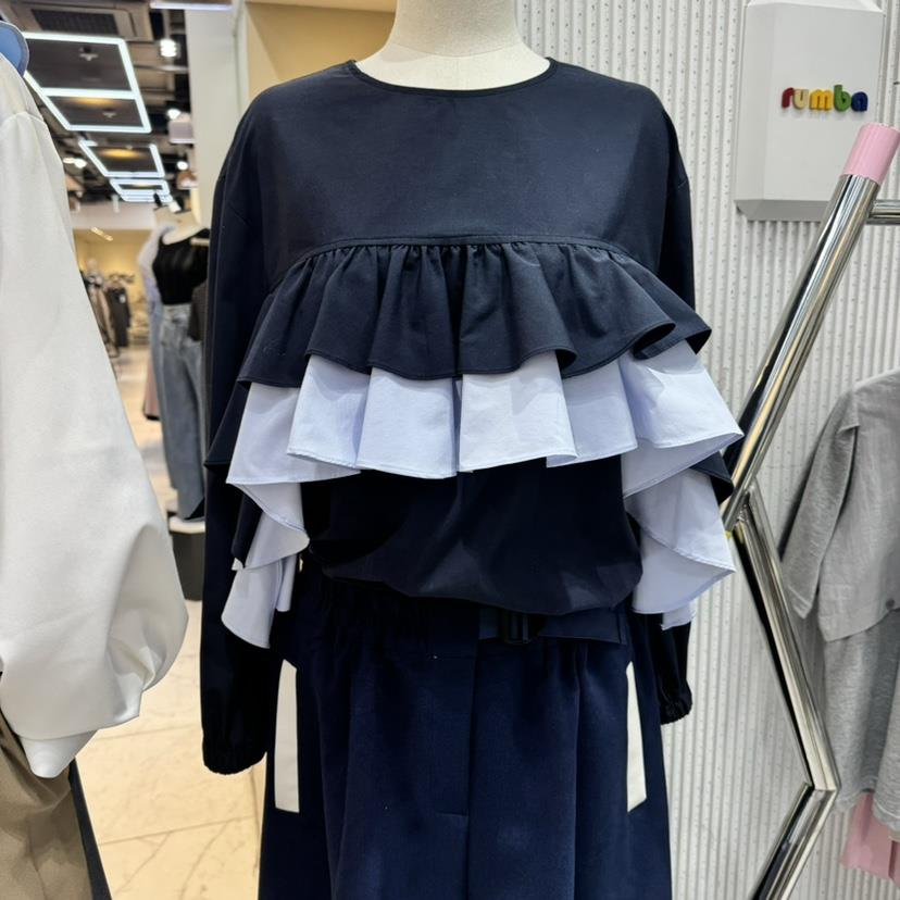 RUMBA韓國直郵㊣女裝新款推薦休閑25春夏職業時尚襯衫蕾絲衫RUMBA襯衫/蕾絲衫