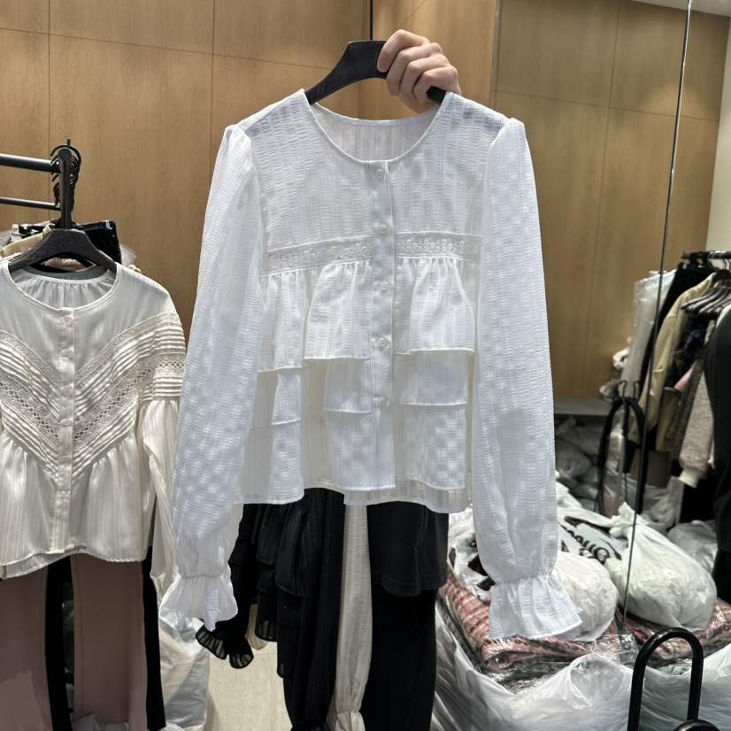 TRIPLE SEVEN韓國直郵㊣東大門實拍女裝新品職業襯衫蕾絲衫荷葉邊TRIPLE SEVEN襯衫/蕾絲衫