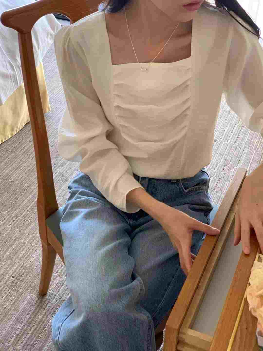 BASIC FEMME-베이직팜므-OT東大門代購女裝新款25春夏襯衫蕾絲衫BASIC FEMME襯衫/蕾絲衫