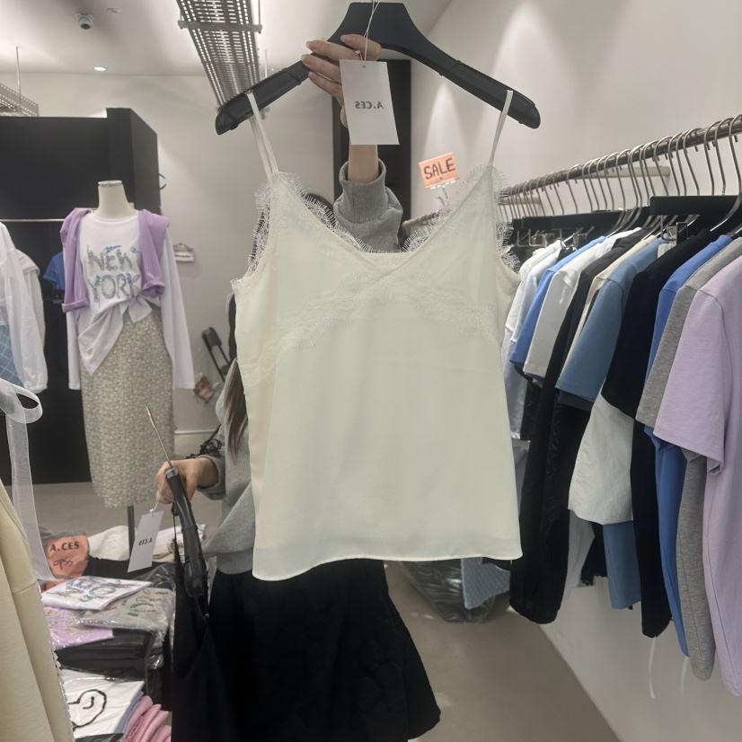 A.CES韓國㊣直郵東大門代購女裝新款推薦時尚吊帶背心蕾絲A.CES吊帶/背心