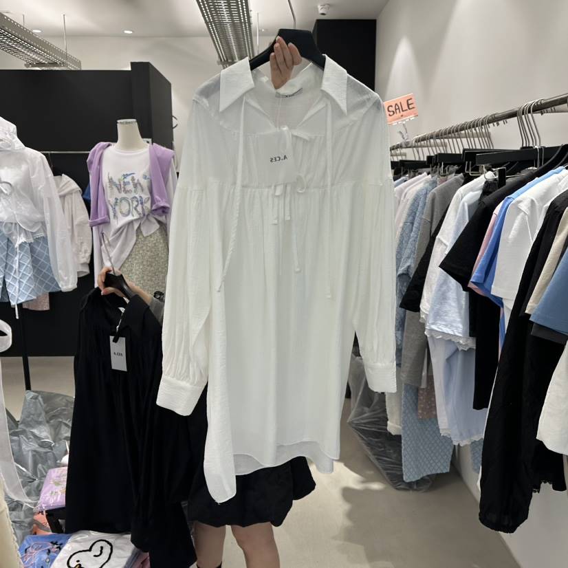 A.CES韓國㊣直郵東大門代購女裝新品推薦職業25春夏襯衫蕾絲衫A.CES襯衫/蕾絲衫