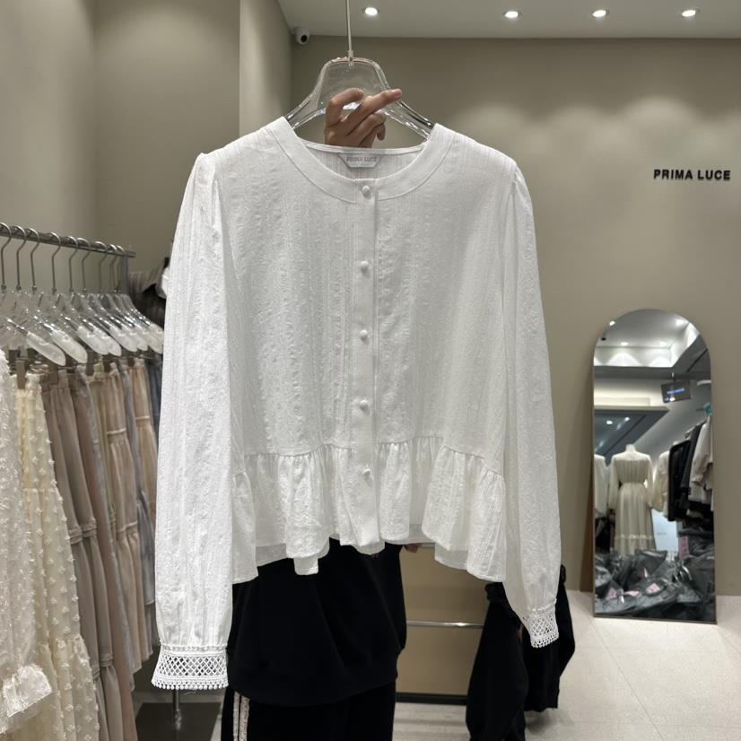 PRIMA LUCE直郵韓國代購㊣女裝新品休閑熱賣25春夏襯衫蕾絲衫CHARLOTTE襯衫/蕾絲衫
