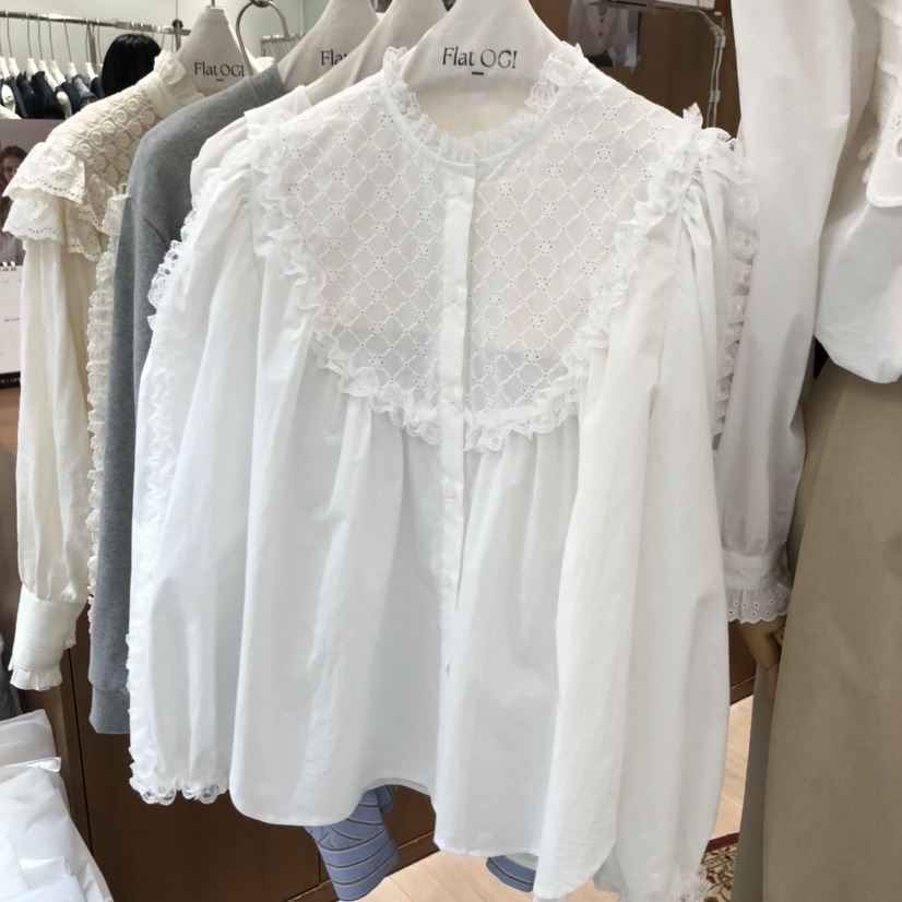 OGI直郵韓國代購㊣女裝新品人氣推薦休閑熱賣職業襯衫蕾絲衫FLat OGI襯衫/蕾絲衫