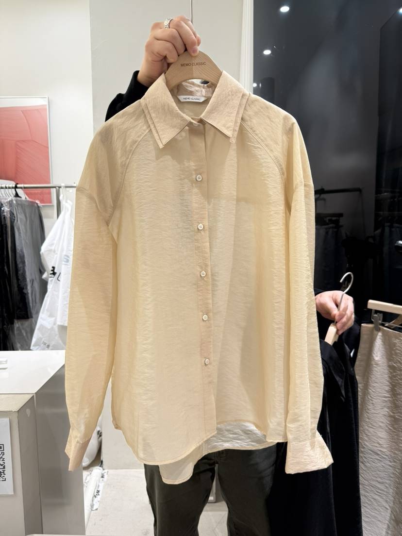 MEMO CLASSIC直郵韓國代購㊣女裝新款推薦襯衫蕾絲衫歐根紗MEMO CLASSIC襯衫/蕾絲衫