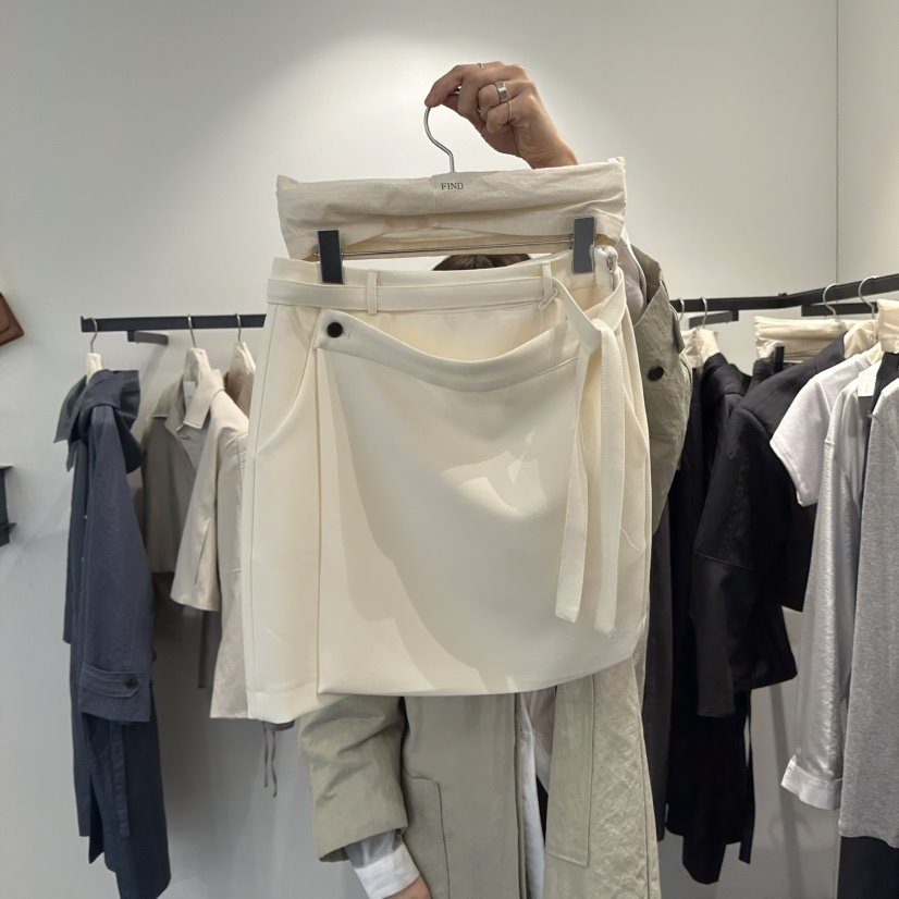 FIND-P韓國㊣直郵東大門代購女裝新品職業25春夏短裙含腰帶雙層FIND-P短裙