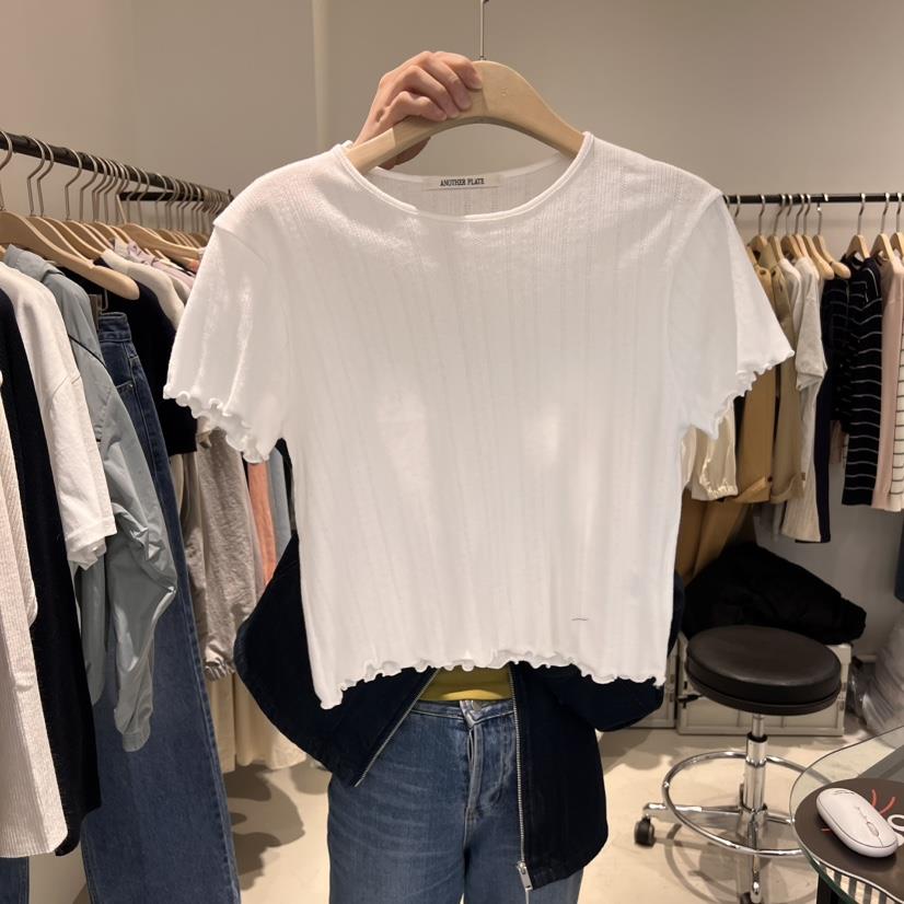 PLATE直郵韓國代購㊣女裝新品人氣休閑25春夏職業時尚T恤短款PLATET恤