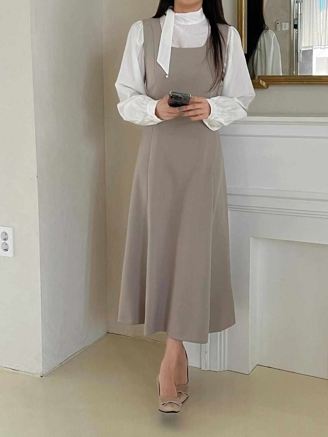 ANDBYL韓國直郵㊣東大門實拍女裝新品休閑連衣裙不含內搭長款ANDBYL連衣裙