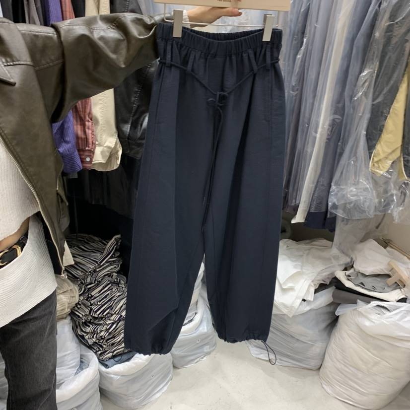 FRE直郵韓國代購㊣女裝新品熱賣時尚25春夏休閑褲含腰繩柔軟FRE休閑褲