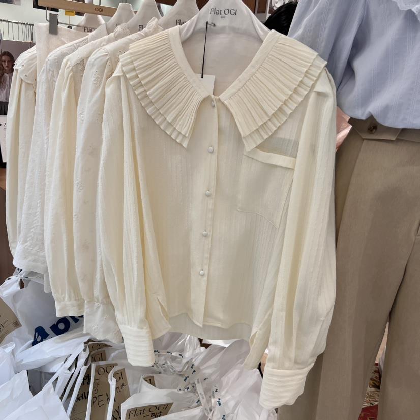 OGI韓國直郵女裝新品休閑25春夏時尚真品職業推薦襯衫蕾絲衫FLat OGI襯衫/蕾絲衫