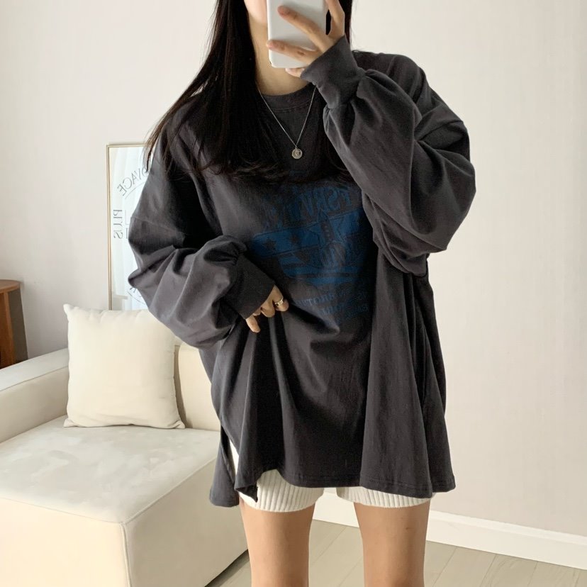 HELLO JINI韓國代購女士新品人氣25春夏熱賣休閑時尚長袖T恤HELLO JINI長袖T恤