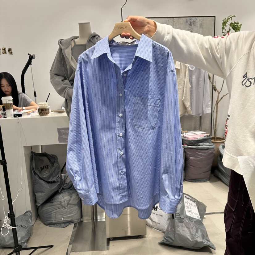 HONG.U韓國㊣直郵東大門代購女裝新款職業休閑25春夏襯衫蕾絲衫HONG.U襯衫/蕾絲衫