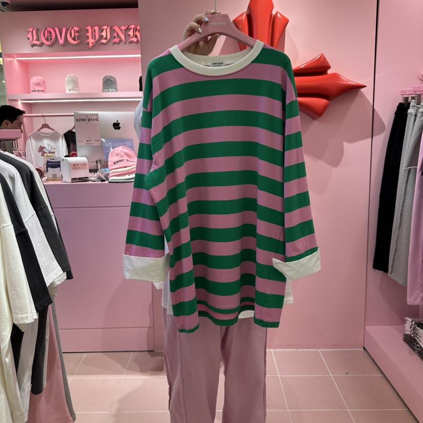 LOVE PINK直郵韓國代購㊣女裝新款推薦熱賣休閑職業長袖T恤LOVE PINK長袖T恤
