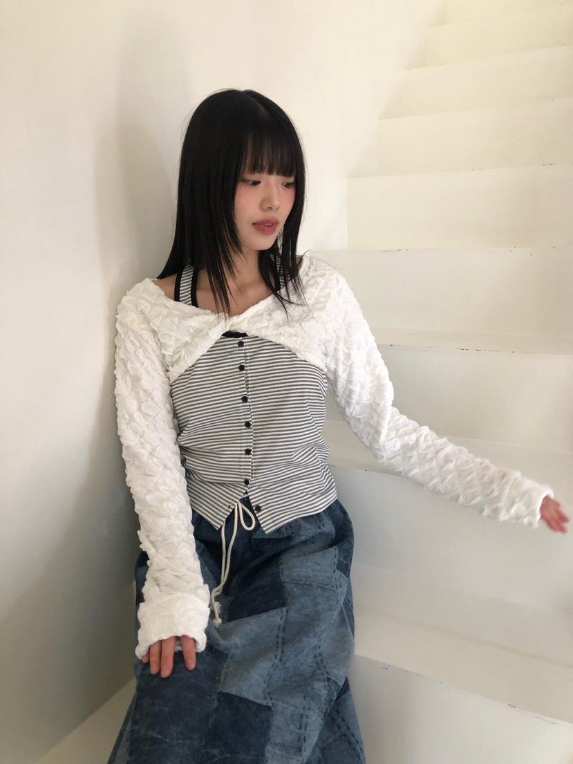 FLASH韓國直郵㊣女裝新品職業熱賣25春夏人氣休閑時尚長袖T恤FLASH長袖T恤