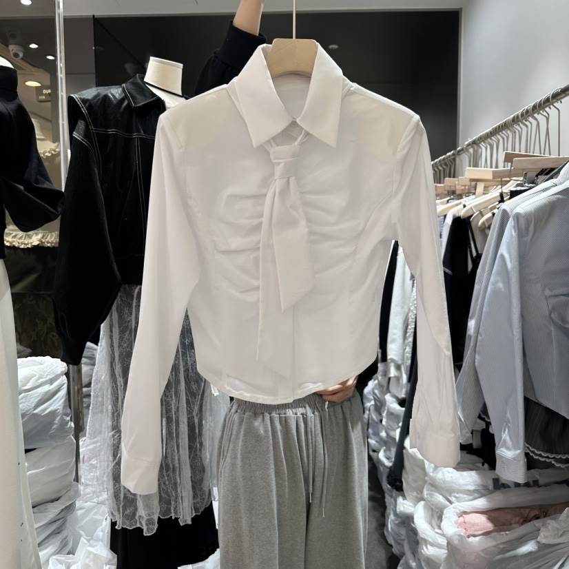 OUR MINUTE東大門實拍女裝新款真品推薦時尚襯衫蕾絲衫含領帶OUR MINUTE襯衫/蕾絲衫