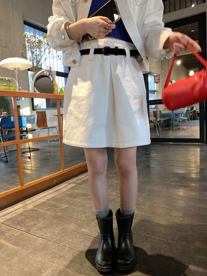 HER韓國代購女士新品休閑熱賣時尚職業25春夏人氣真品短裙百褶HER短裙
