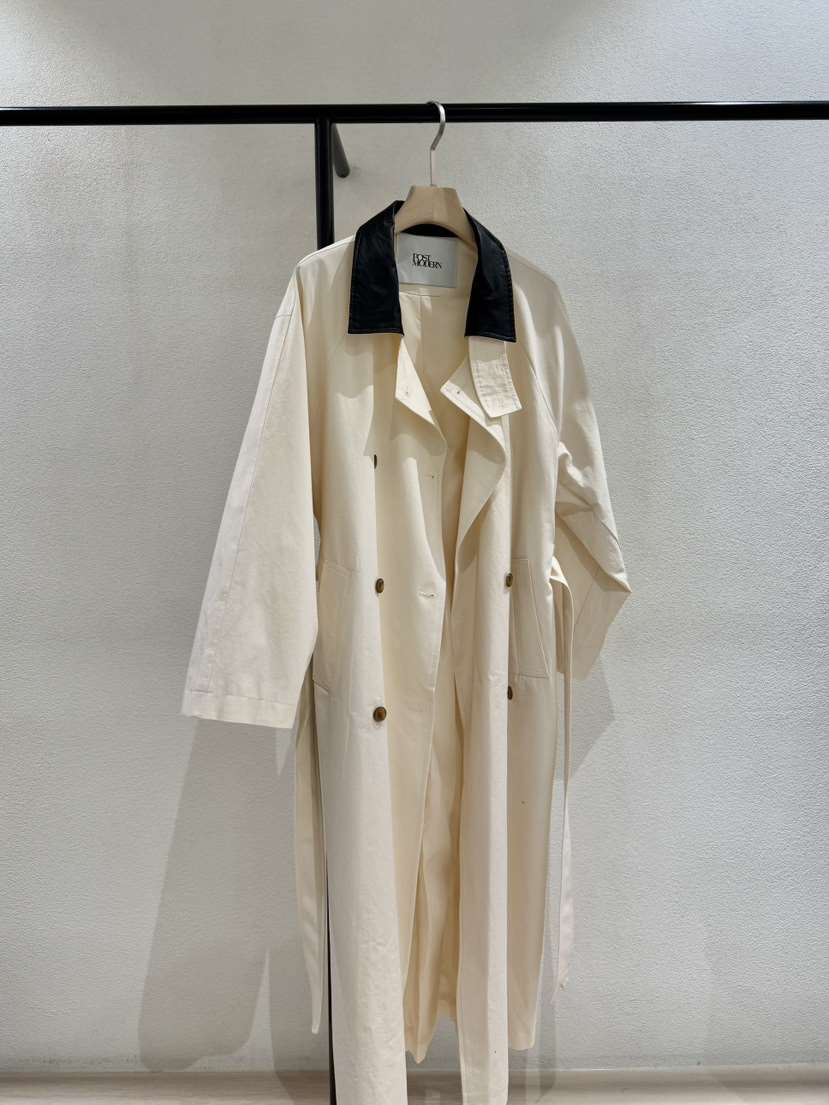 POSTMODERN東大門代購女裝新品推薦休閑真品長款風衣含腰帶POSTMODERN長款風衣