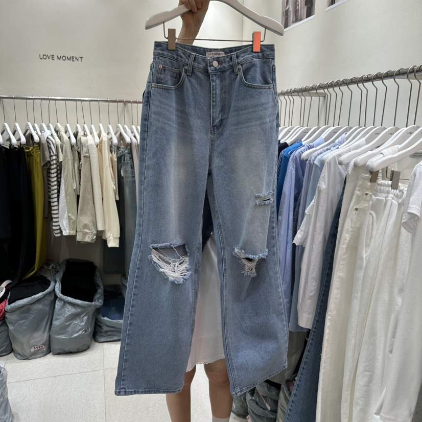 LOVE MOMENT直郵韓國代購㊣女裝新品25春夏職業人氣牛仔褲LOVE MOMENT牛仔褲