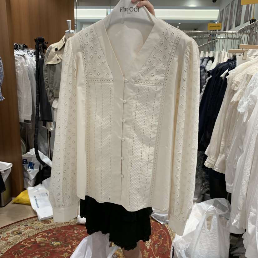 OGI韓國直郵女士新款職業推薦人氣休閑真品襯衫蕾絲衫手工刺繡FLat OGI襯衫/蕾絲衫