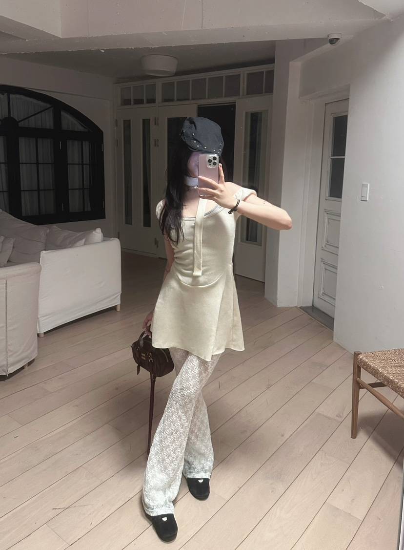 RIBBON直郵韓國代購㊣女裝新款休閑推薦25春夏連衣裙含脖帶RIBBON連衣裙