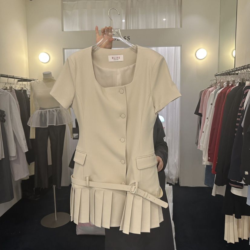 BLISS韓國㊣直郵東大門代購女裝新品25春夏熱賣連衣裙含腰帶BLISS連衣裙