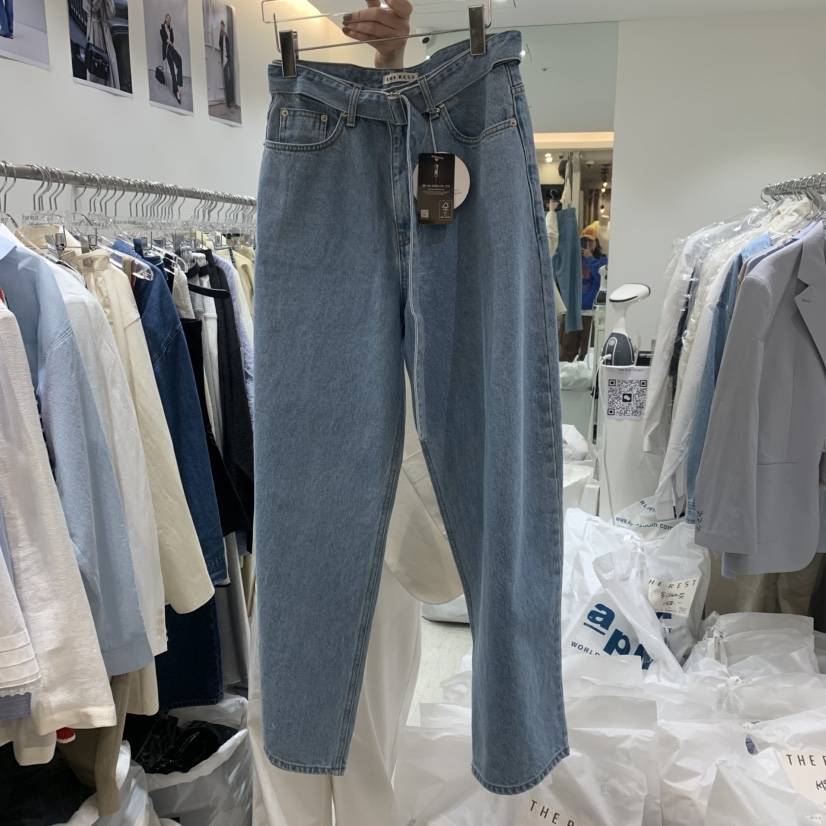 THE REST直郵韓國代購㊣女裝新品推薦熱賣時尚牛仔褲包含腰帶THE REST/UNNOEUD牛仔褲