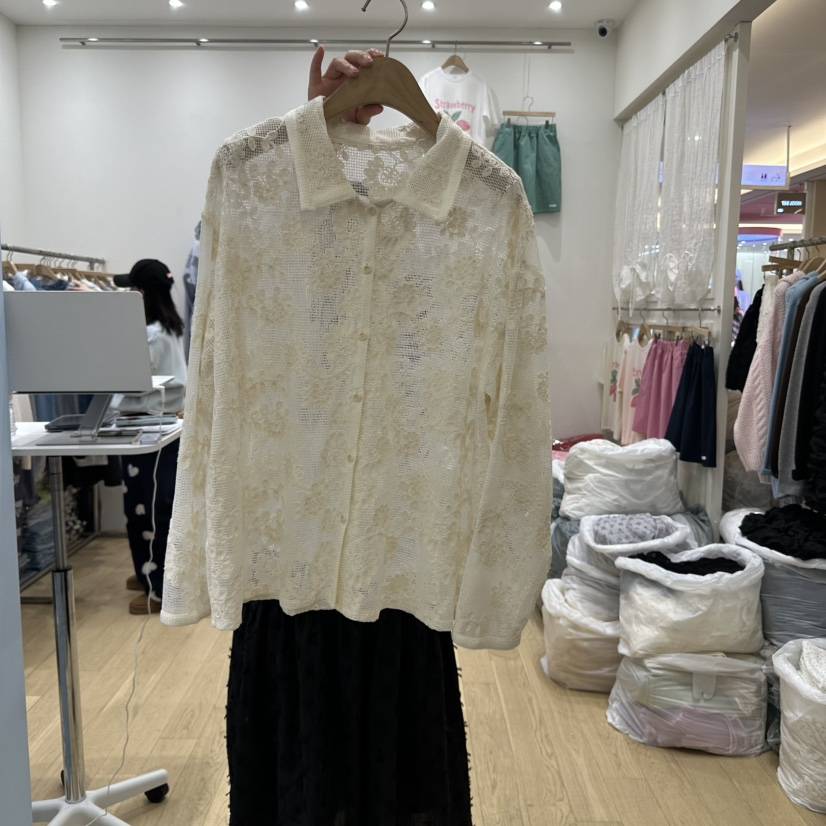 FURE韓國直郵㊣東大門實拍女裝新品熱賣職業休閑襯衫蕾絲衫FURE襯衫/蕾絲衫