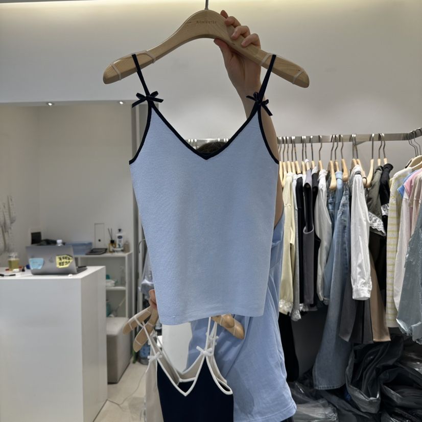 RICH SISTER直郵韓國代購㊣女裝新款25春夏吊帶背心蝴蝶結RICH SISTER吊帶/背心