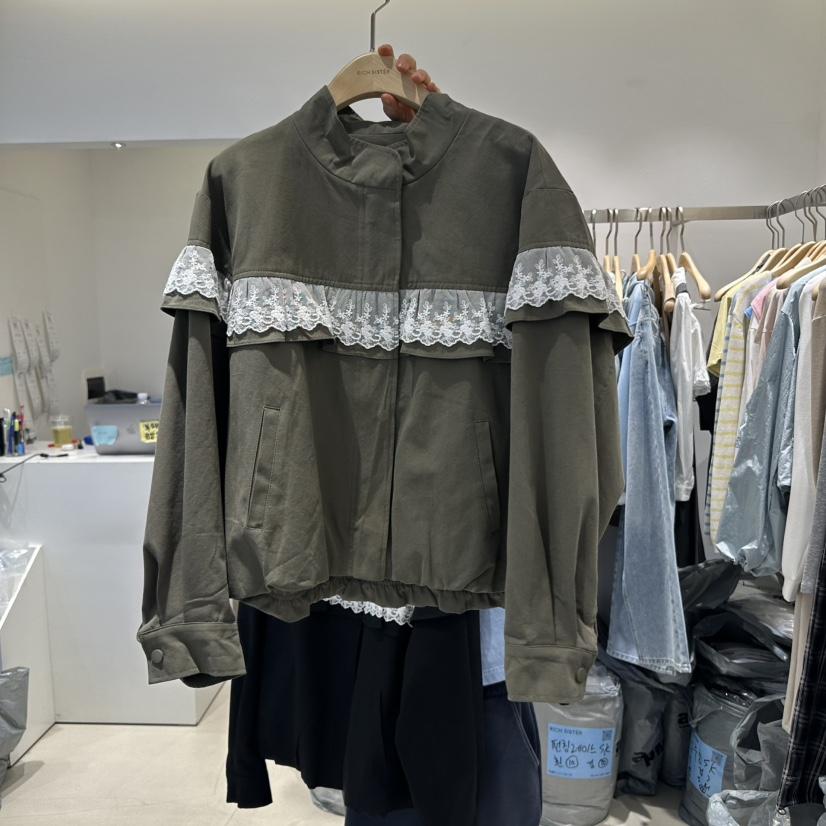 RICH SISTER直郵韓國代購㊣女裝新品休閑25春夏推薦夾克蕾絲RICH SISTER夾克