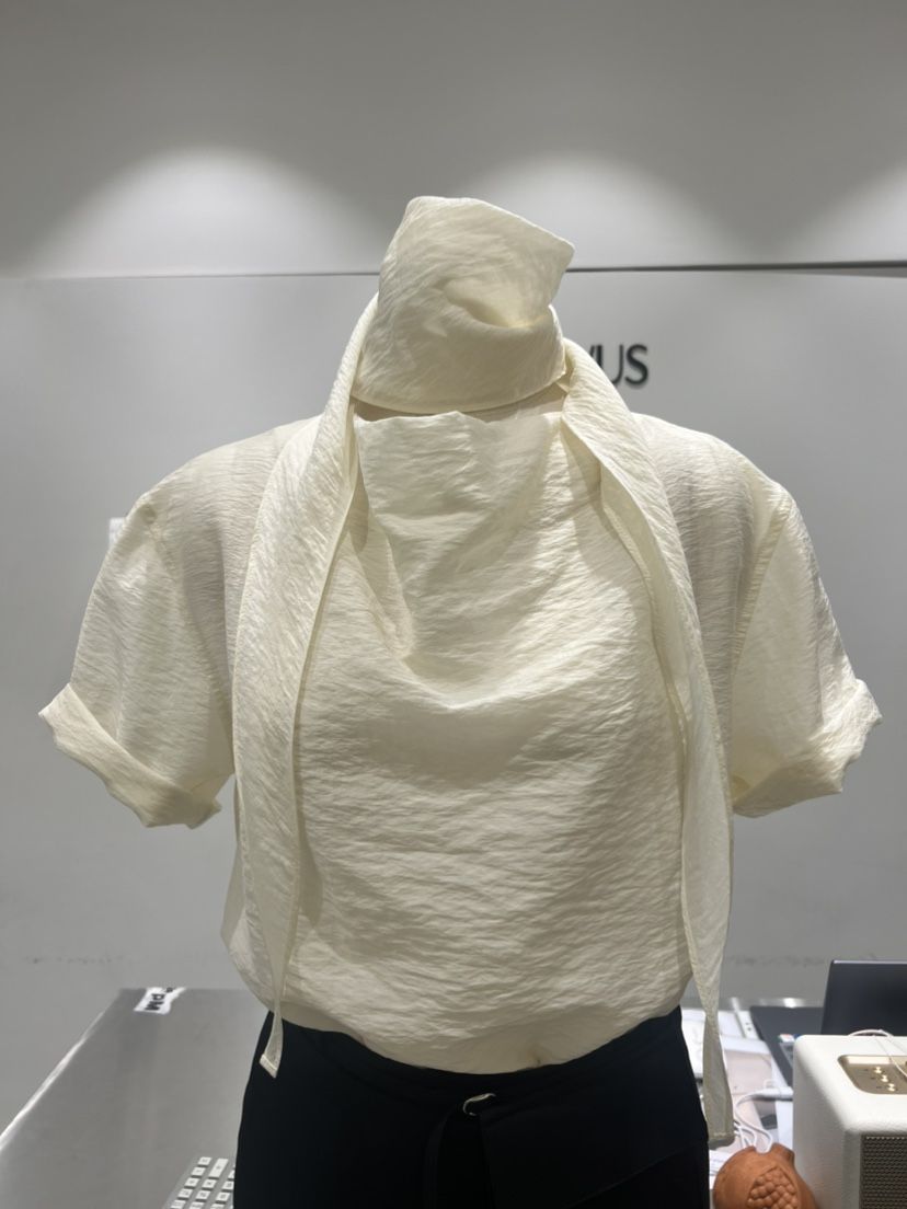 NOVUS韓國直郵㊣女裝新品職業推薦25春夏時尚襯衫蕾絲衫含脖帶NOVUS襯衫/蕾絲衫