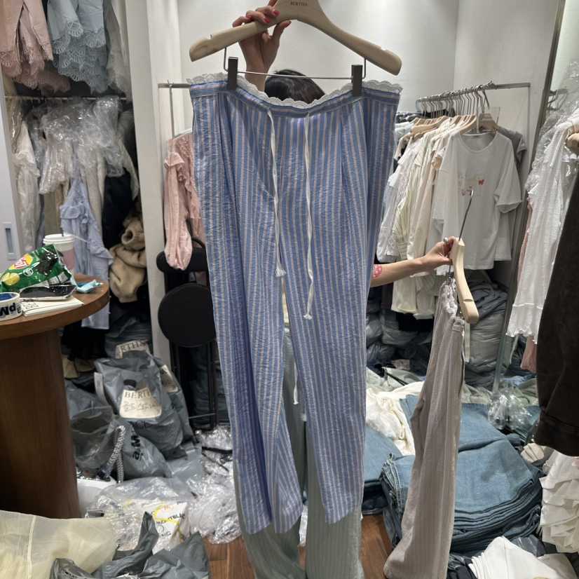 BERTHA直郵韓國代購㊣女裝新款時尚25春夏人氣職業休閑褲條紋BERTHA休閑褲