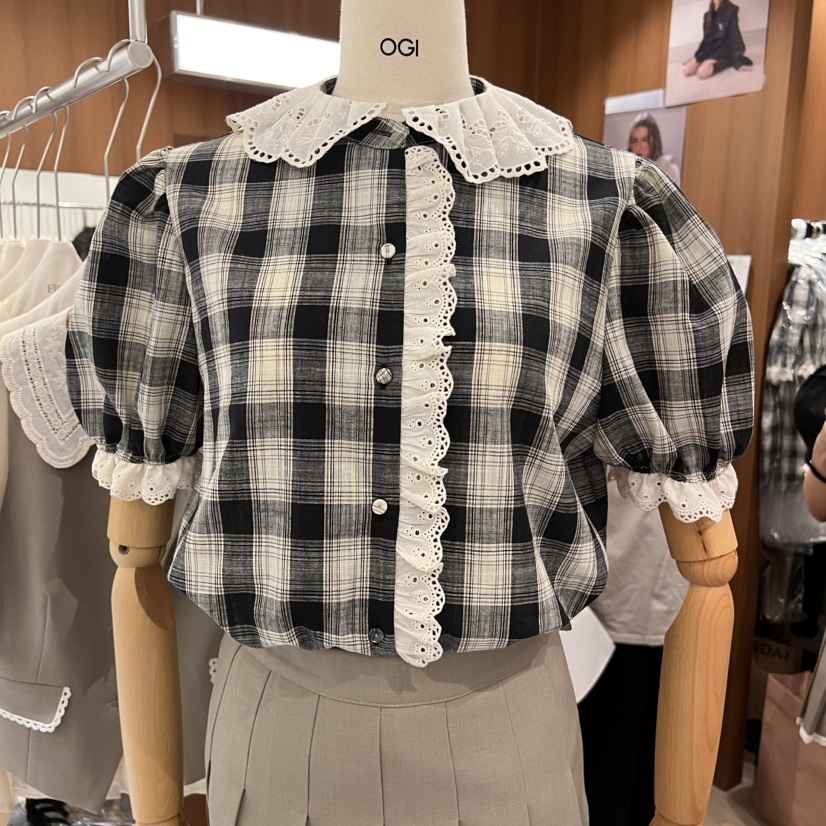 OGI直郵韓國代購㊣女裝新款時尚推薦熱賣職業25春夏襯衫蕾絲衫FLat OGI襯衫/蕾絲衫