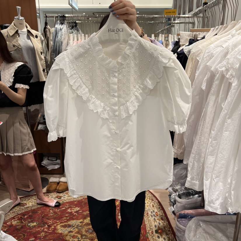 OGI韓國直郵㊣東大門實拍女裝新品時尚25春夏推薦襯衫蕾絲衫FLat OGI襯衫/蕾絲衫