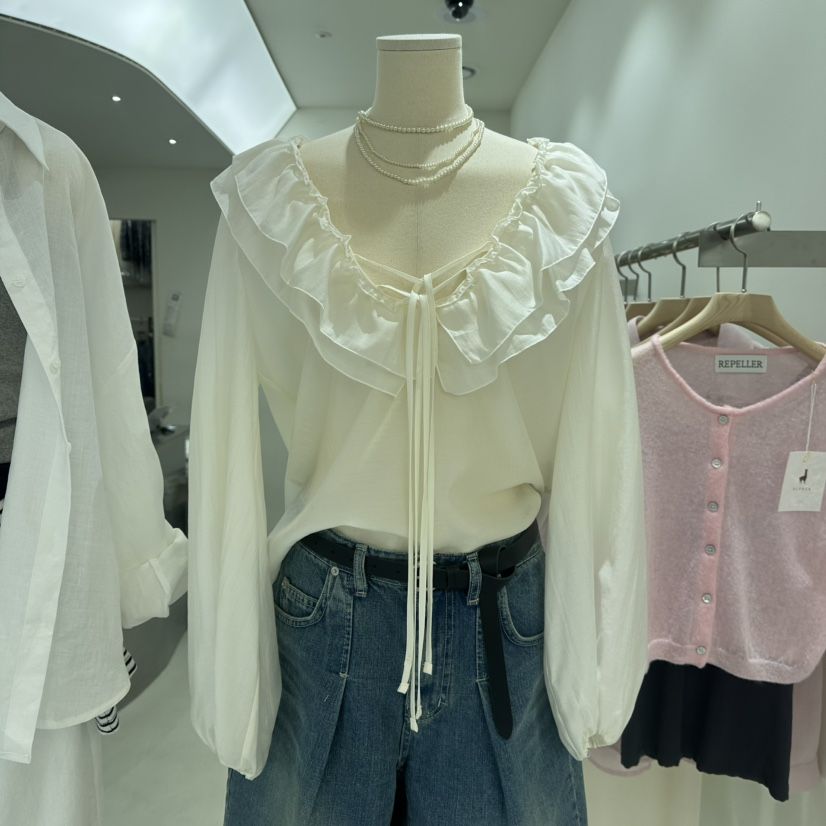 REPELLER韓國直郵㊣東大門實拍女裝新品推薦襯衫蕾絲衫天絲REPELLER襯衫/蕾絲衫