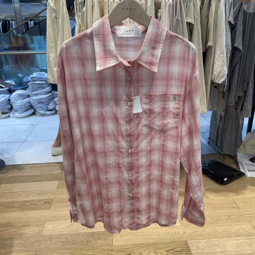 TARA直郵韓國代購㊣女裝新品熱賣人氣時尚職業襯衫蕾絲衫格紋TARA襯衫/蕾絲衫