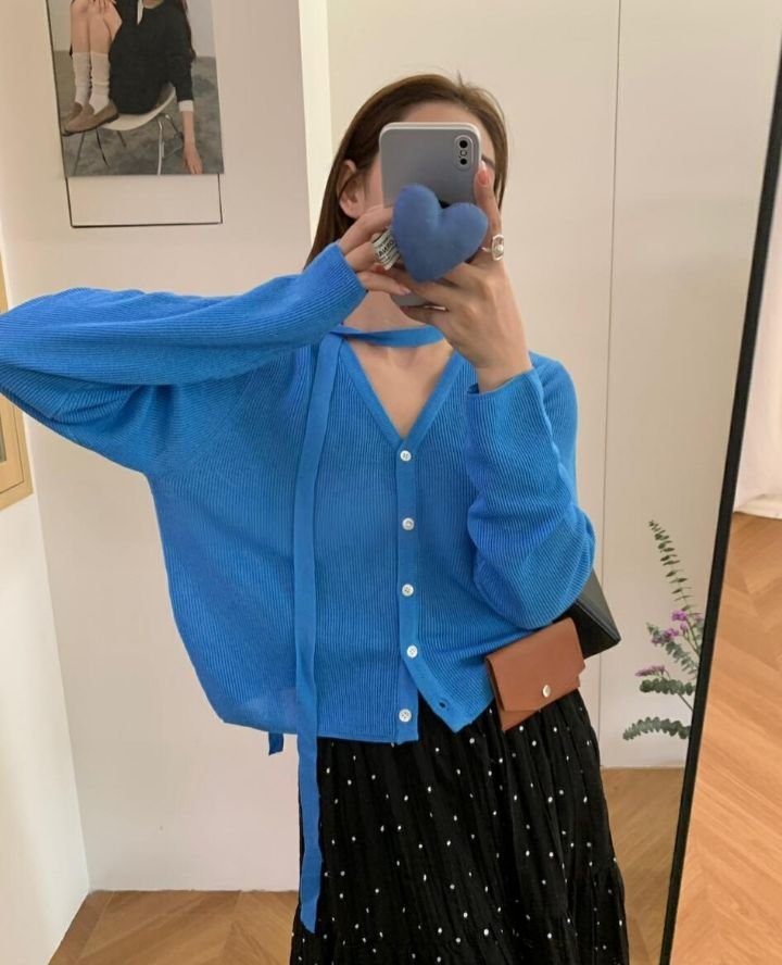 BELLINO293直郵韓國代購㊣女裝新款時尚熱賣25春夏針織衫含脖帶BOBBIE DOLL針織衫