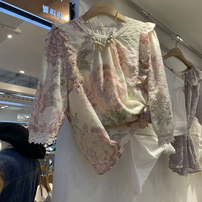 空韓國直郵㊣東大門實拍女裝新品職業人氣熱賣25春夏襯衫蕾絲衫BELITA襯衫/蕾絲衫