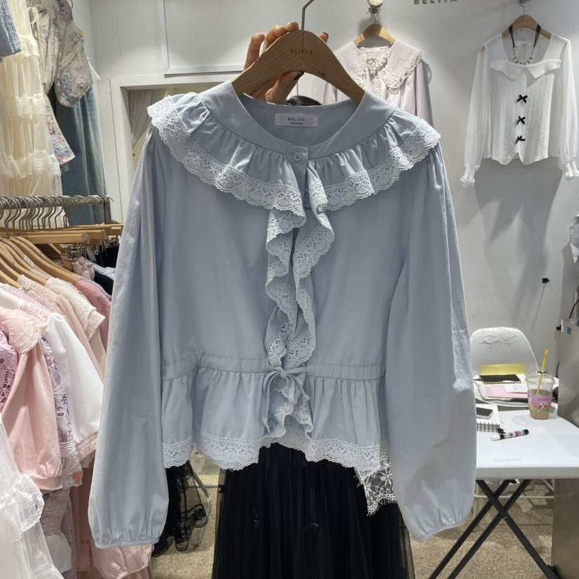 空韓國㊣直郵東大門代購女裝新款休閑人氣時尚推薦襯衫蕾絲衫BELITA襯衫/蕾絲衫