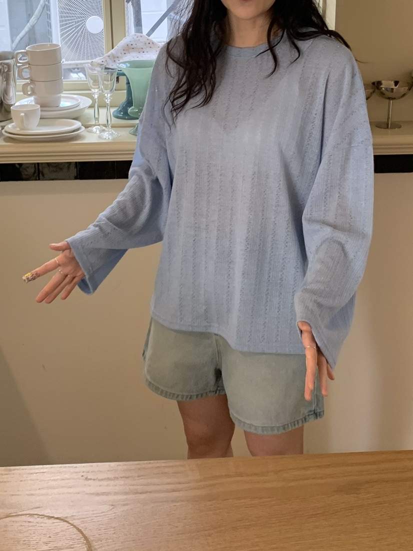 SPAGHETTI韓國代購女士新款休閑推薦真品時尚職業長袖T恤亞麻spaghetti長袖T恤